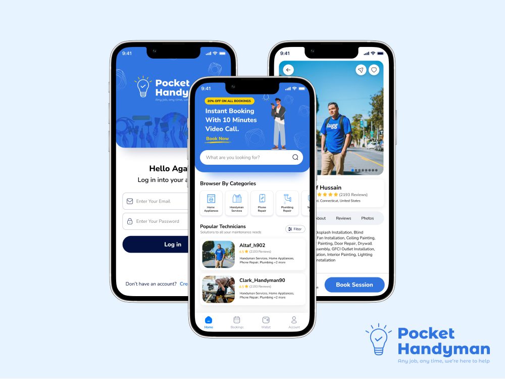 Pocket Handyman App Developed by Top Flutter Development Company in India